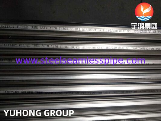 ASTM A270 TP304 لوله های مصالحه شده فولاد ضد زنگ بهداشتی با رقیق سازی مکانیکی و رقیق سازی الکتروپولیسی و خشن سازی سفارشی
