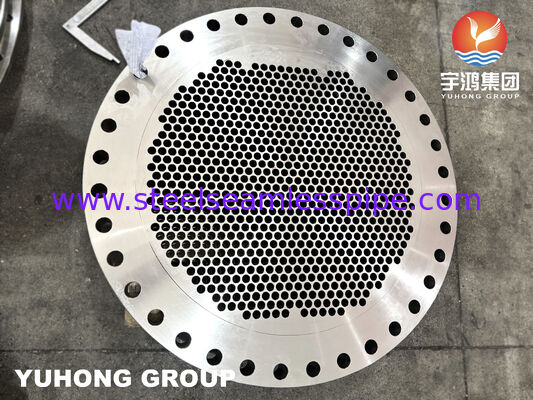 صفحه لوله‌ای فورج شده از فولاد ضد زنگ ASTM A182 F316L با سوراخ‌های لوله ماشین‌کاری شده دقیق برای مبدل‌های حرارتی
